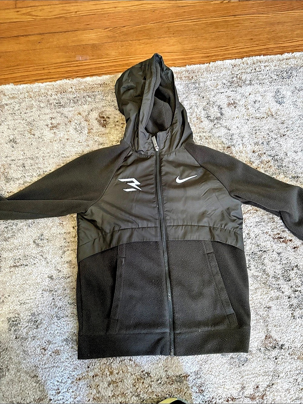 3BRAND Nike Boys Black Hooded Jacket Size Medium (10-12)
